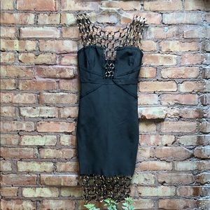 Sexy Midi Dress with Gold Chain